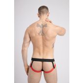 Maskulo Jockstrap with Double Layer Pouch in Black/Red