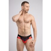 Maskulo Jockstrap with Double Layer Pouch in Black/Red