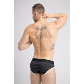 Maskulo Printed Mesh Brief in Wit/Zwart