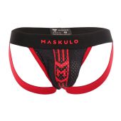 Maskulo Printed Mesh Jockstrap in Rood/Zwart