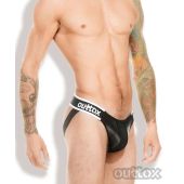 Outtox Fetish Jockstrap in Black with White Accents