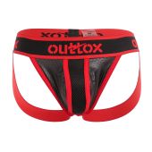 Outtox Fetish Jockstrap in Zwart met Rode Accenten.