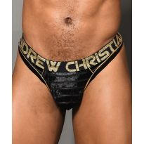 Andrew Christian Plush Sheer Strip String mit Almost Naked