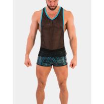 Barcode Tank Top Igor in Schwarz/Blau