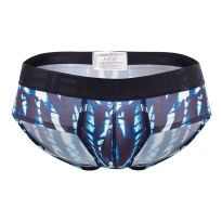 Hawai Printed Microfiber Brief in Dark Blue