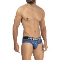 Hawai Printed Microfiber Brief in Royal Blue