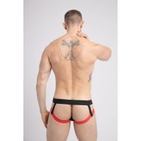 Maskulo Jockstrap with Double Layer Pouch in Black/Red