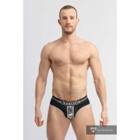 Maskulo Militair Brief mit Hebeband C-Ring in Schwarz