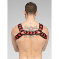 Maskulo Skulla Bulldog Harnas in Zwart/Rood