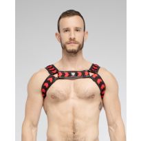 Maskulo Skulla Bulldog Harnas in Zwart/Rood