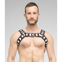 Maskulo Skulla Bulldog Harnas in Zwart/Wit