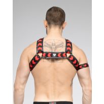 Maskulo Skulla X-Style Bulldog Harness in Black/Red