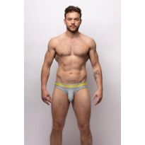 Sukrew V-String in Grau mit Neon Highlights