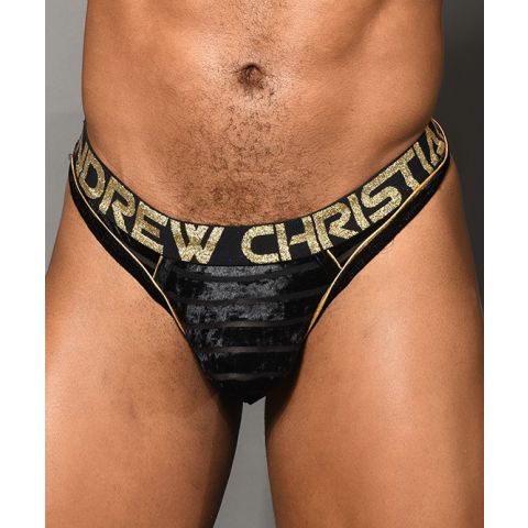 Andrew Christian Plush Sheer Strip String met Almost Naked