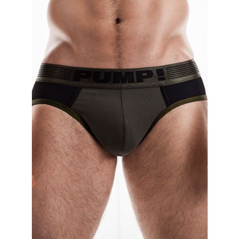 Pump Ribbed Brief in Army Green