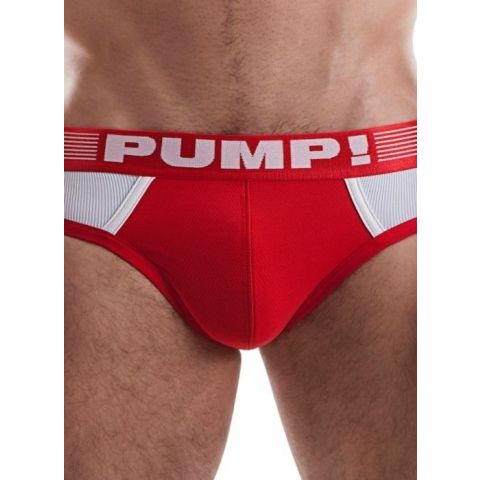 Pump Ribbed Brief in Rood