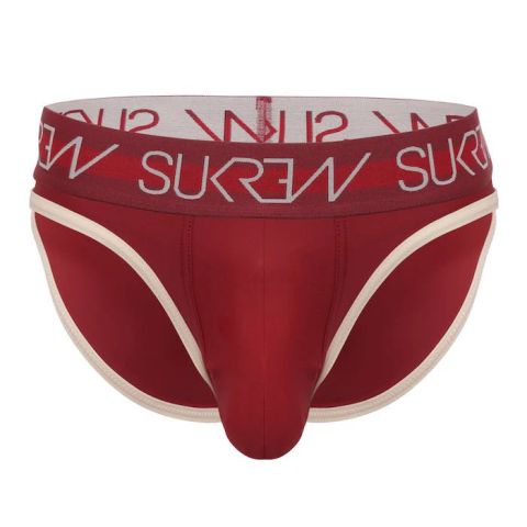 Sukrew Classic Brief in Burgundy/Cream