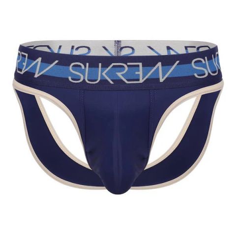 Sukrew V-String in Navy/Cream