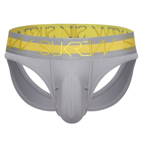 Sukrew V-Thong in Grey with Neon Highlights