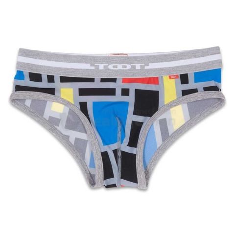 Toot Squarre Pattern Brief in Grey