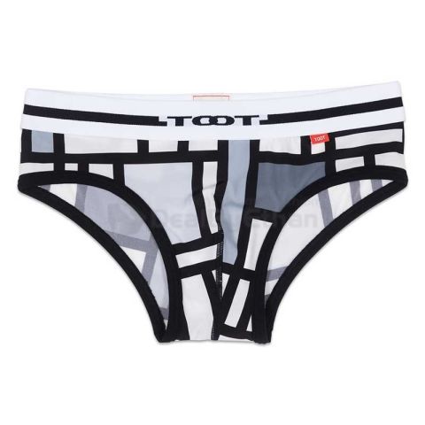 Toot Squarre Pattern Brief in White