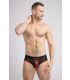 Maskulo Printed Mesh Brief in Rood/Zwart