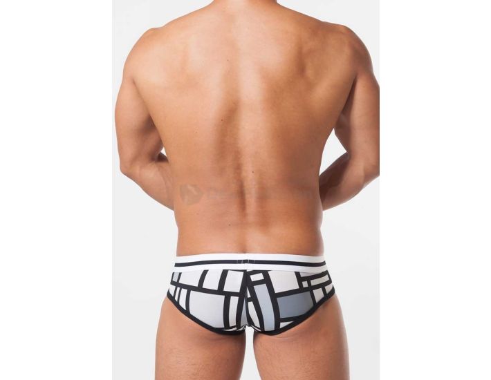 Toot Squarre Pattern Brief in White