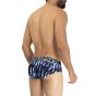 Hawai Printed Microfiber Brief in Dark Blue