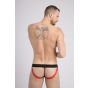 Maskulo Bedrucktes Mesh-Jockstrap in Rot/Schwarz