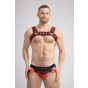 Maskulo Jockstrap mit Doppel Lagiger Pouche in Schwarz/Rot