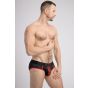 Maskulo Printed Mesh Brief in Black/Red