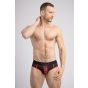 Maskulo Printed Mesh Brief in Black/Red