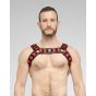 Maskulo Skulla Bulldog Harness in Schwarz/Rot