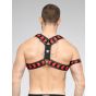 Maskulo Skulla X-Style Bulldog Harness in Black/Red