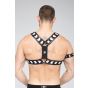 Maskulo Skulla X-Style Bulldog Harness in Black/White