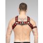 Maskulo Skulla X-Style Bulldog Harness in Schwarz/Rot