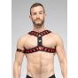 Maskulo Skulla X-Style Bulldog Harness in Schwarz/Rot