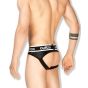 Outtox Backless Brief in Black with White Accents