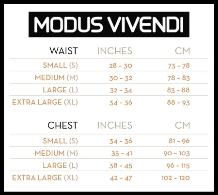 Modus Vivendi Size Chart